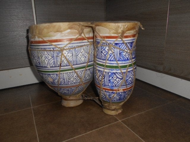 Etnisch keramisch trommel-stel, Antiek en Kunst, Afrika, Ophalen