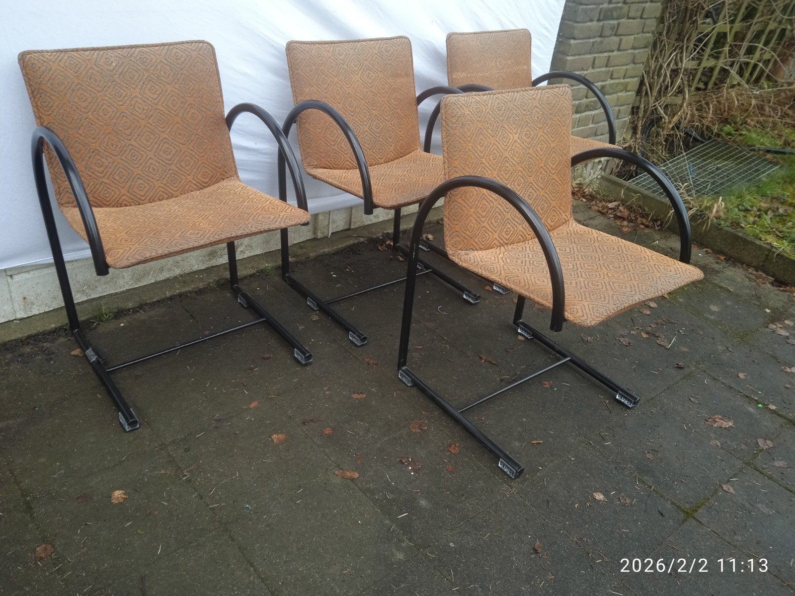 Set van vier postmoderne Metaform „Cirkel” 70er stoelen., Huis en Inrichting, Ophalen, Overige kleuren, Zo goed als nieuw, Vier