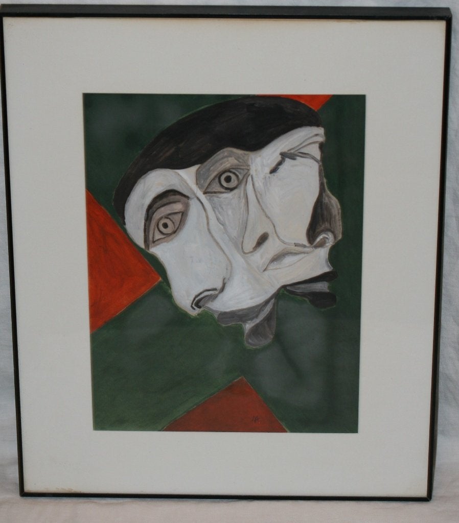 Schilderij op papier - Gesigneerd, Antiek en Kunst, Kunst | Schilderijen | Modern, Ophalen of Verzenden, Glas, Gesigneerd, Gouache