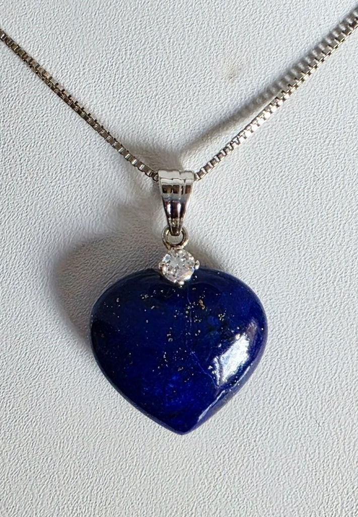 Hartvormige hanger met Lapis lazuli en diamant 0,10kt, Enlèvement ou Envoi, Or, Comme neuf, Or