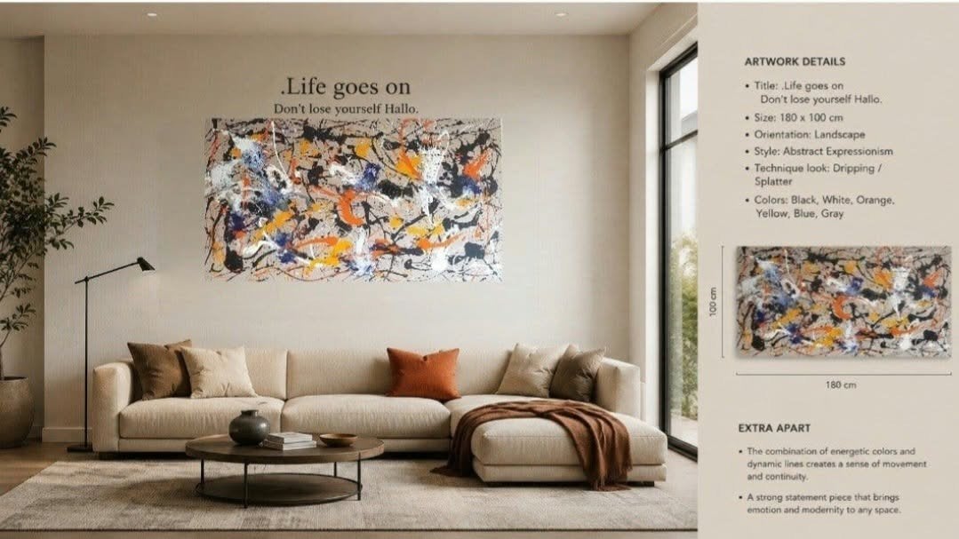 La vie continue, œuvre de style Jackson Pollock, Enlèvement