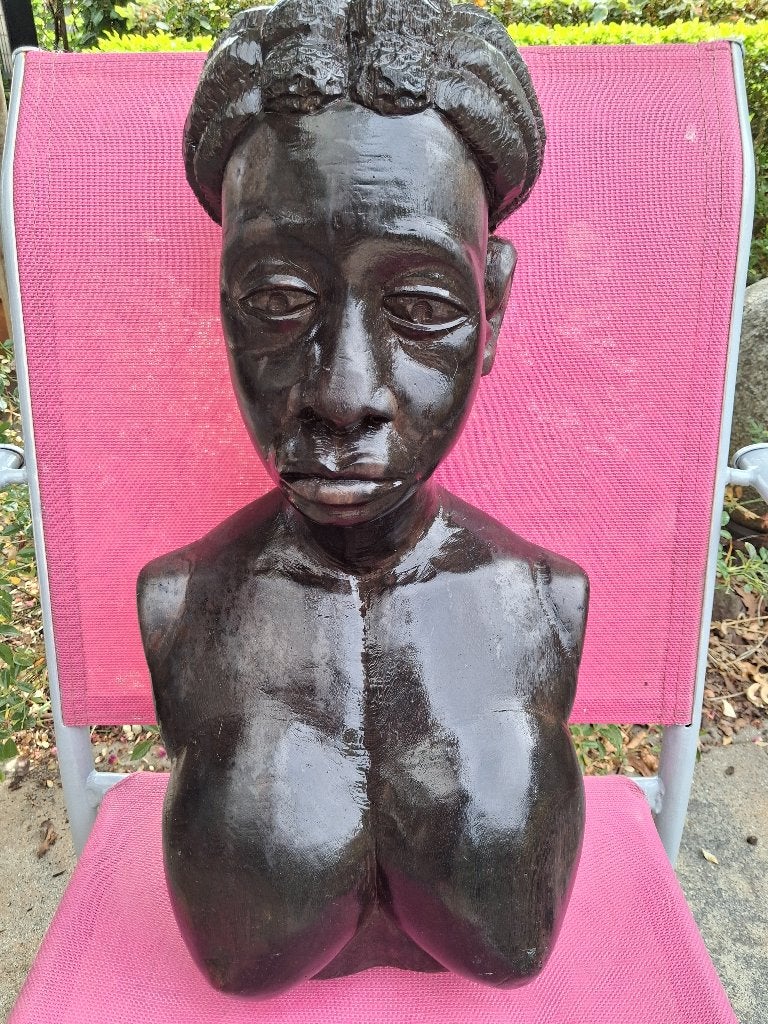 Afrikaanse houten buste, Antiek en Kunst, Ophalen, Buste, 50 - 100 cm, Handgemaakt
