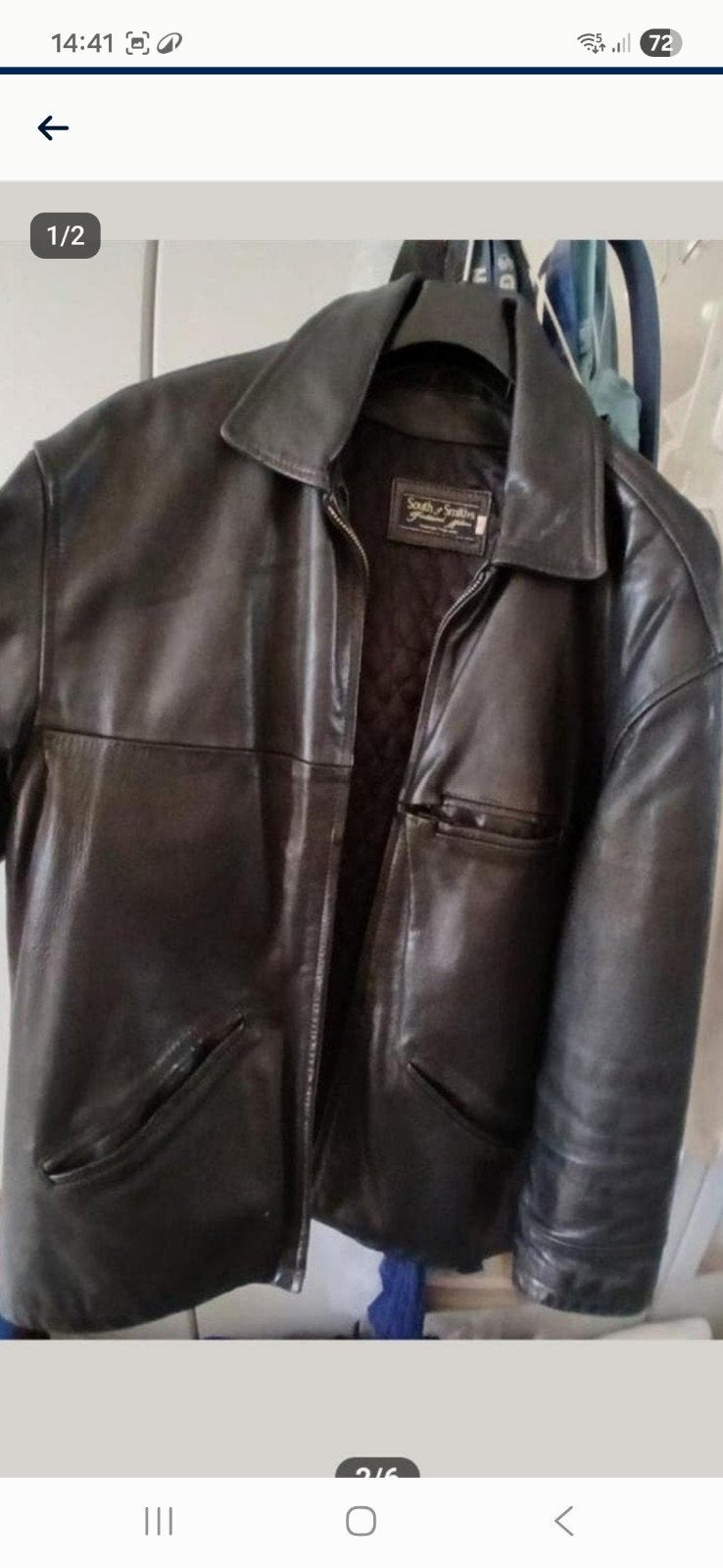 VESTE 3/4 BLEU FONCÉ EN CUIR DE BUFFLE PRIX 50 EUR, Enlèvement, Bleu