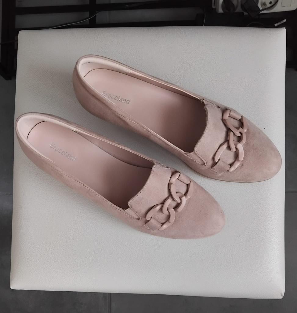 Instapper dames,sierketting,nubuck,beige,1xgedragen,maat:40., Enlèvement ou Envoi, Beige, Comme neuf, Graceland