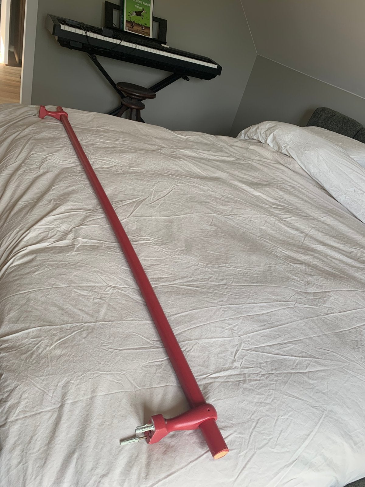 Houten gordijnroede - gordijnbalk 1m61 lang - rood, Huis en Inrichting, Ophalen, Zo goed als nieuw, Rood