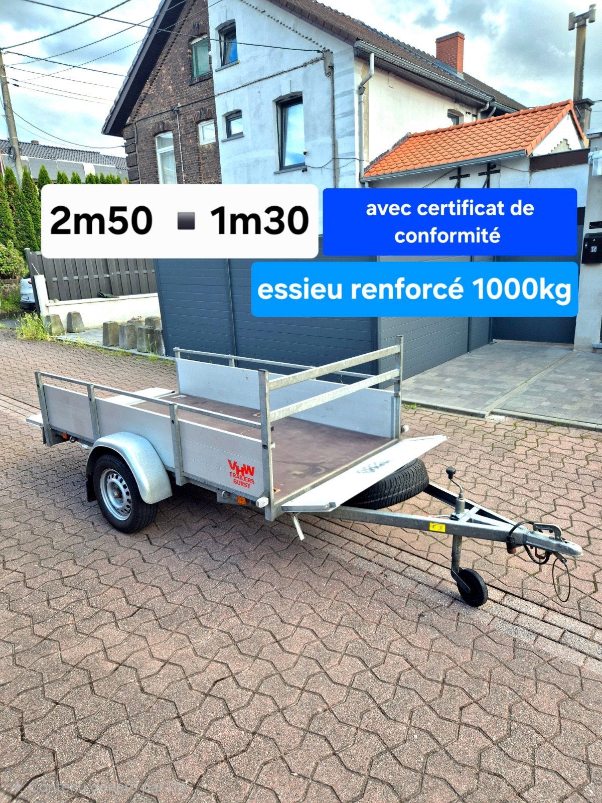 Remorque simple essieu alu, Autos : Divers, Remorques, Enlèvement, Comme neuf