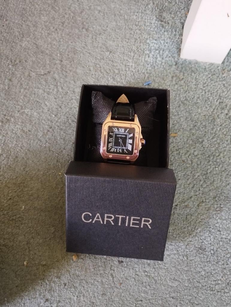 Dames Cartier Santos 33mm nieuw in doosje, Handtassen en Accessoires, Horloges | Dames, Overige merken, Leer, Staal, Polshorloge