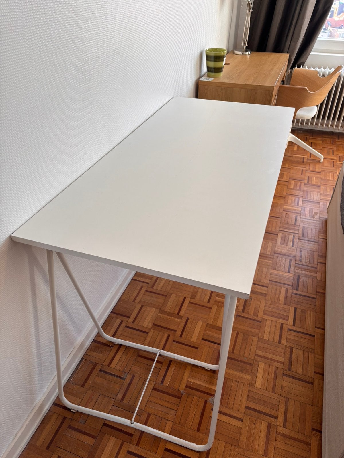 Bureau blanc sur traiteau, Maison & Meubles, Enlèvement, Comme neuf, Blanc