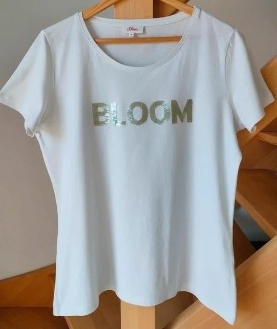 Prachtige T-shirt met pailletten, s.Oliver maat: 38/40, Kleding | Dames, T-shirts, Maat 38/40 (M), Wit, S. Oliver, Ophalen of Verzenden