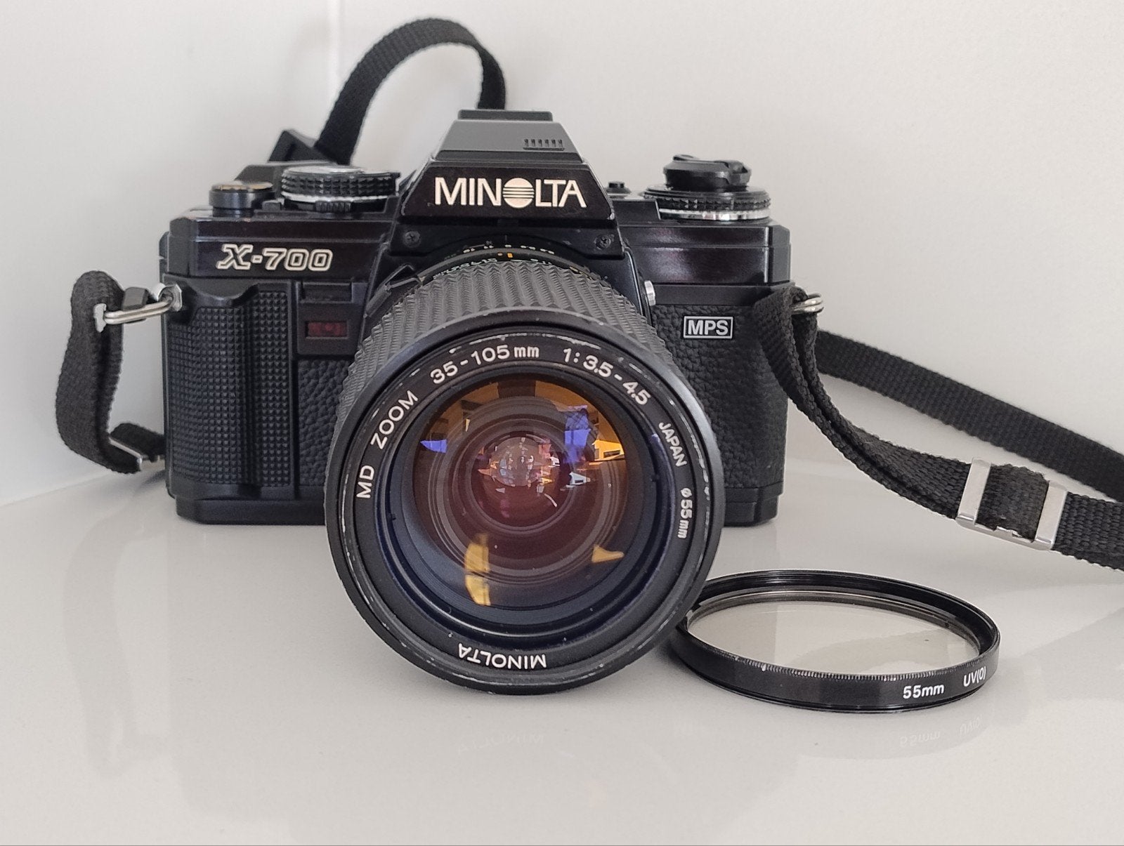 Minolta X700 Camera met een MD 35-105mm Zoomlens + Macro, Audio, Tv en Foto, Ophalen of Verzenden, Gebruikt, Spiegelreflex, Minolta