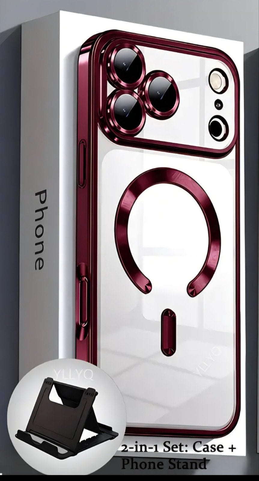 2-in-1 kit: MagSafe-hoesje met bordeauxrode rand + Supp, Ophalen of Verzenden, Nieuw, Bescherming, Universeel