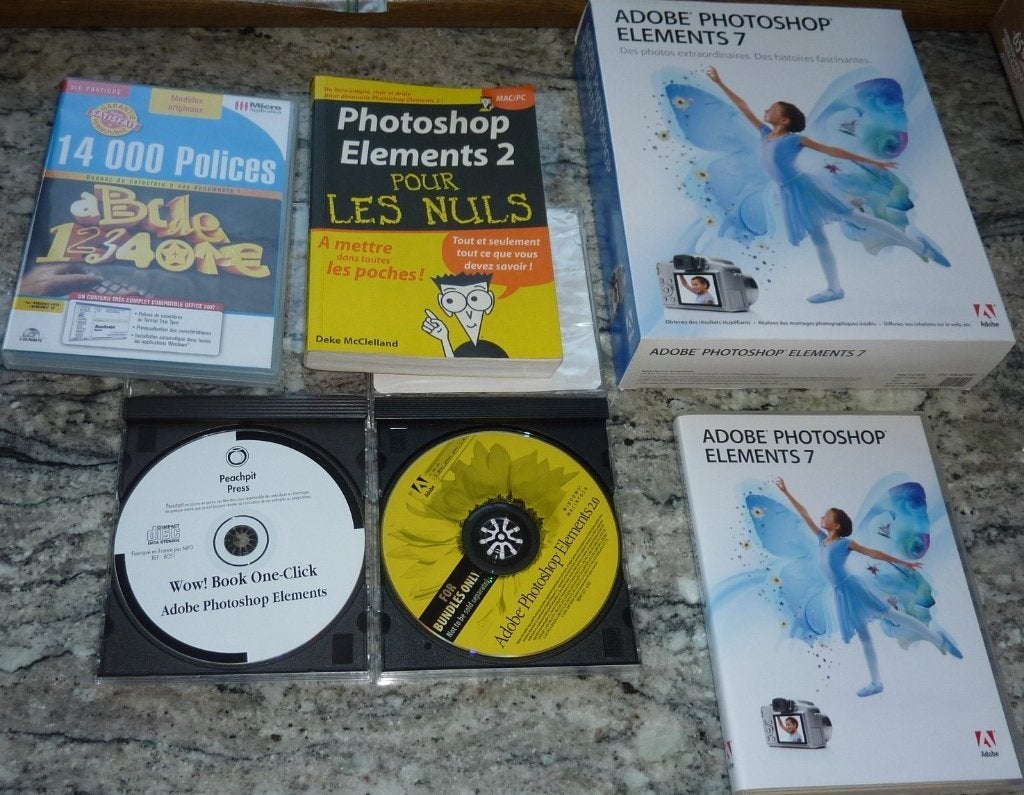PC lot photoshop elements 7 & 2 adobe + livre pour les nuls, Enlèvement ou Envoi, Comme neuf, Windows