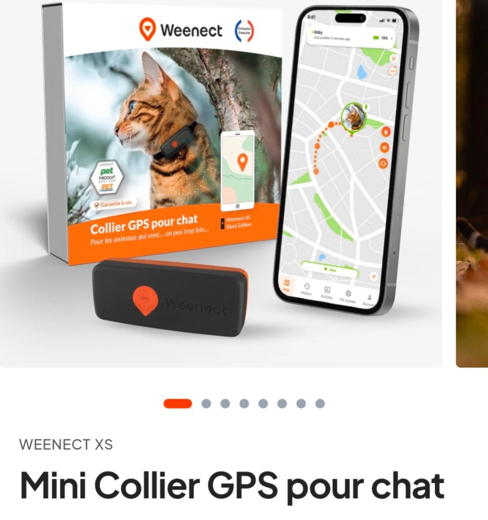 Collier miniGPS weenect chat + abonnement 9 mois restants, Enlèvement ou Envoi, Utilisé