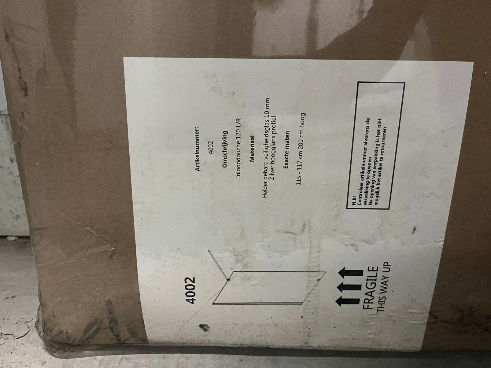 Deur inloopdouche, Ophalen, Nieuw