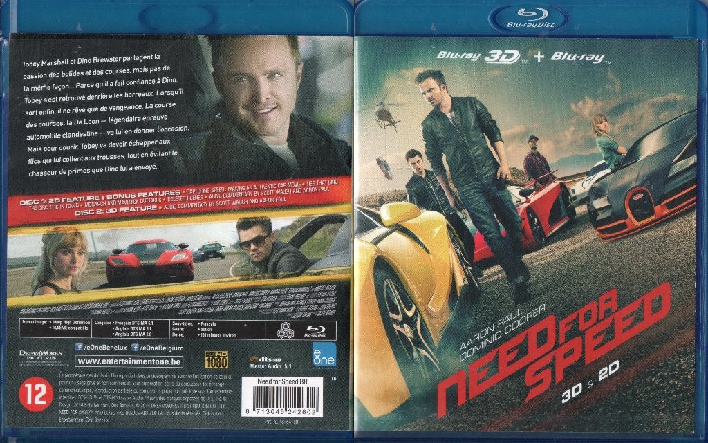 need for speed (blu-ray 3D + blu-ray), CD & DVD, Action, Enlèvement ou Envoi, Film, Utilisé