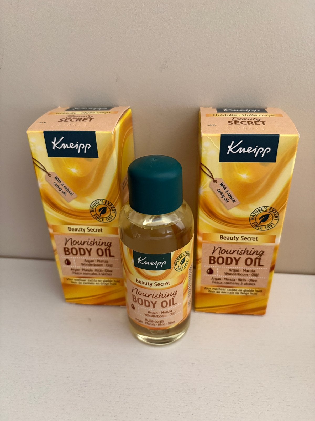 Set Kneipp body oil argan marula wonderboom olijf nieuw, Ophalen of Verzenden, Nieuw, Bodylotion, Crème of Olie