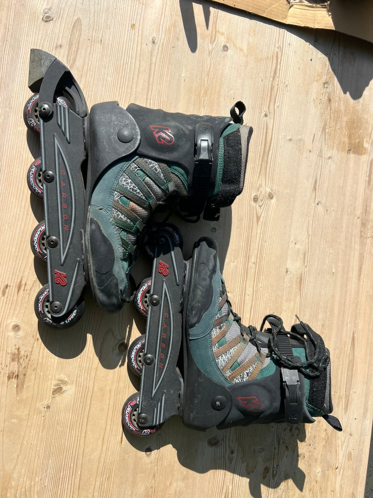 K2 inline skates met beschermingen en doos, Sport en Fitness, Skeelers, Ophalen, K2, Gebruikt, Heren