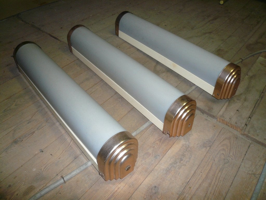 vintage TL- lampenkappen 4 stuks, Ophalen, Gebruikt, Meerkleurig, Overige vormen