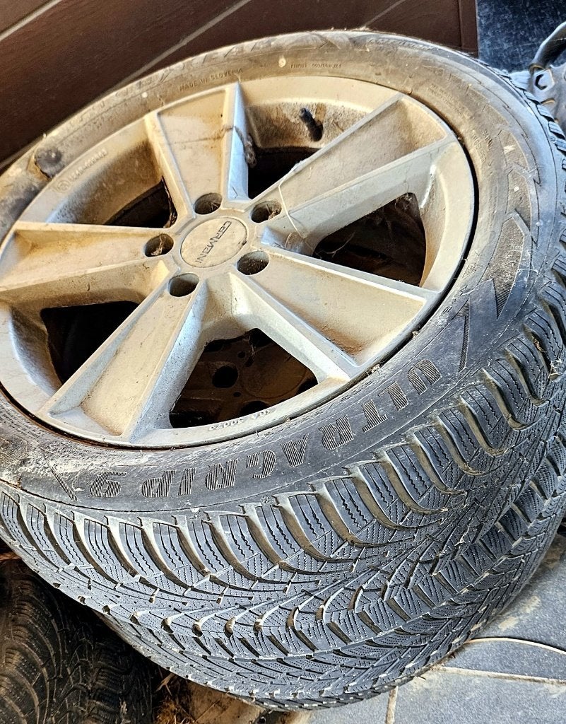 4 Carmani velgen 16" 5x105 + winterbanden 205/55 R16, Auto-onderdelen, Ophalen, Gebruikt, 16 inch, Banden en Velgen