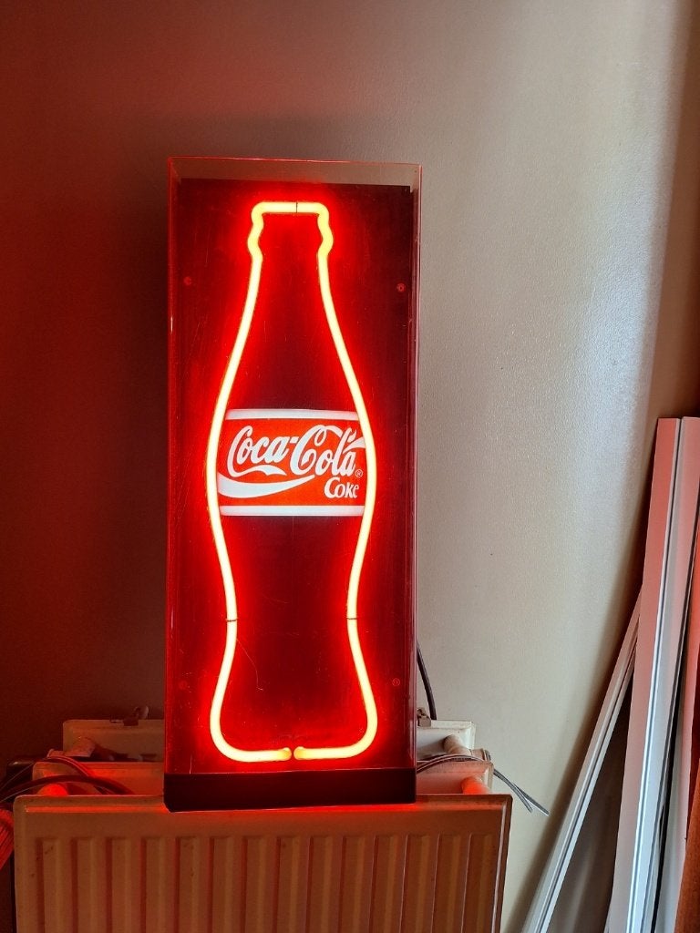 Publicité au néon Coca Cola, Collections, Marques & Objets publicitaires, Enlèvement, Utilisé, Table lumineuse ou lampe (néon)