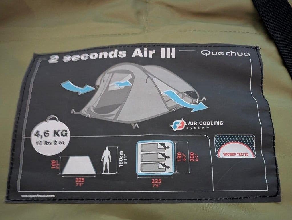 Quechua Air III Tent, Enlèvement ou Envoi, Utilisé, Jusqu'à 3