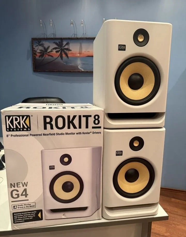 KRK Rokit 8 G4 White studio monitors (set van 2), Audio, Tv en Foto, Luidsprekerboxen, 150 watt of meer, Studiomonitor, Inclusief kabels