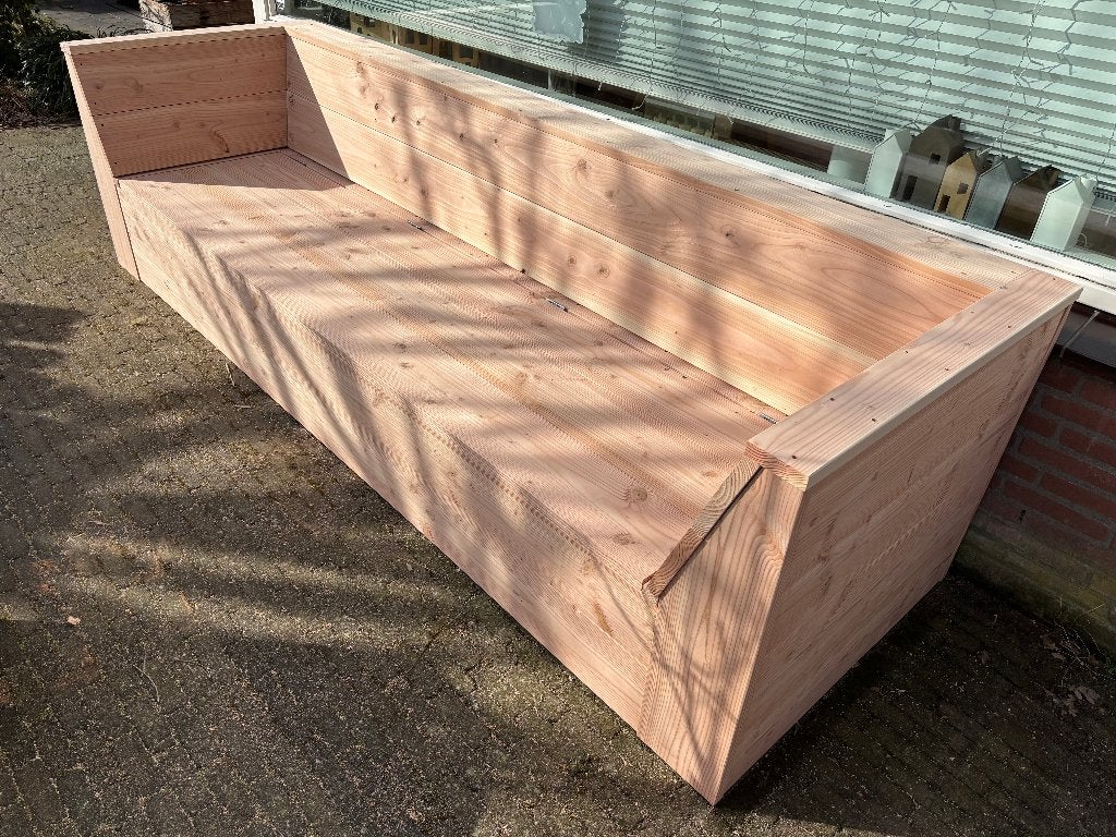 Loungebank met schuine armleuning van douglas of steigerhout, Tuin en Terras, Tuinbanken, Ophalen, Nieuw, Hout