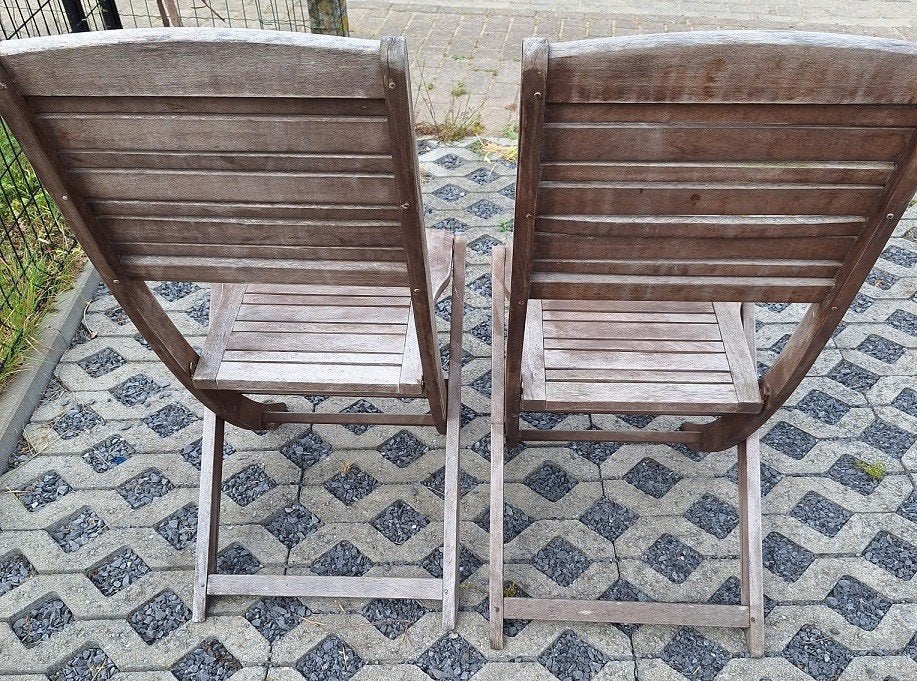 4 chaises de jardin en bois, Enlèvement, Utilisé, Bois, Pliant