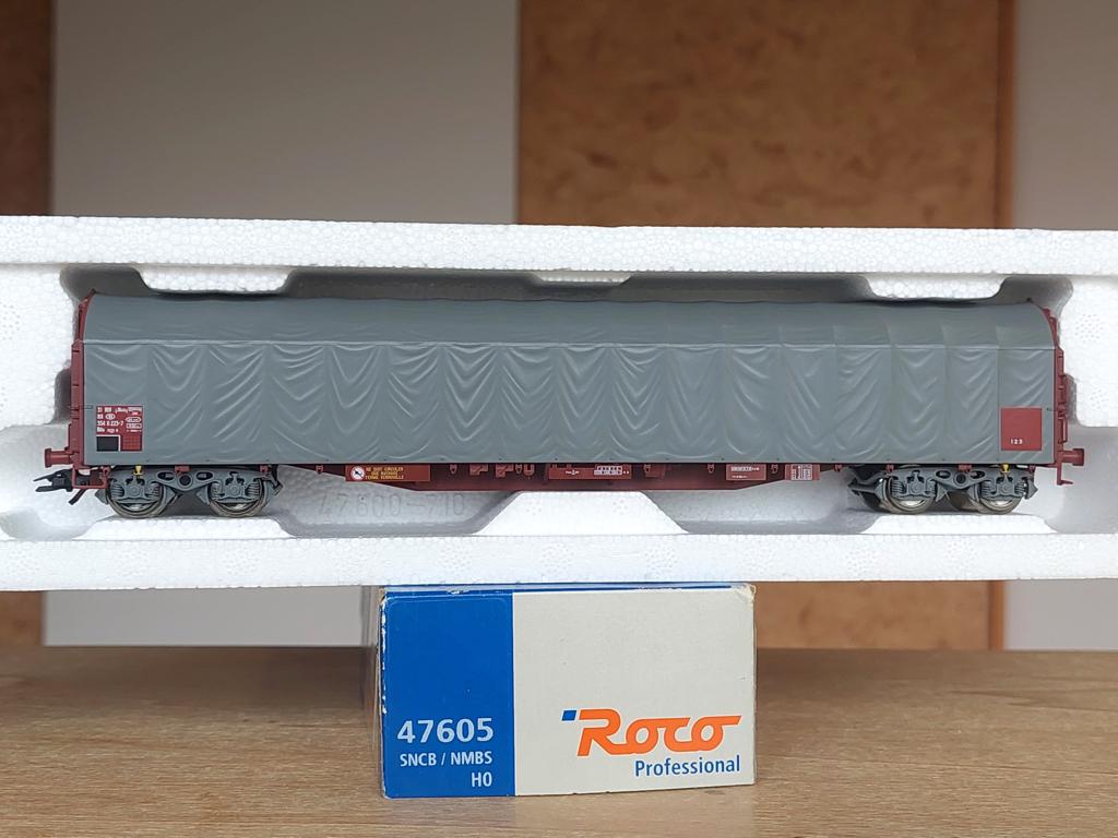 ROCO 47605 SNCB WAGON BÂCHÉ Ils A BOGIES HO, Courant alternatif, Wagon, Roco, Utilisé