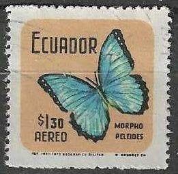 Equateur 1970 - Yvert 515PA - Papillons - Morpho bleu (ST), Envoi, Affranchi