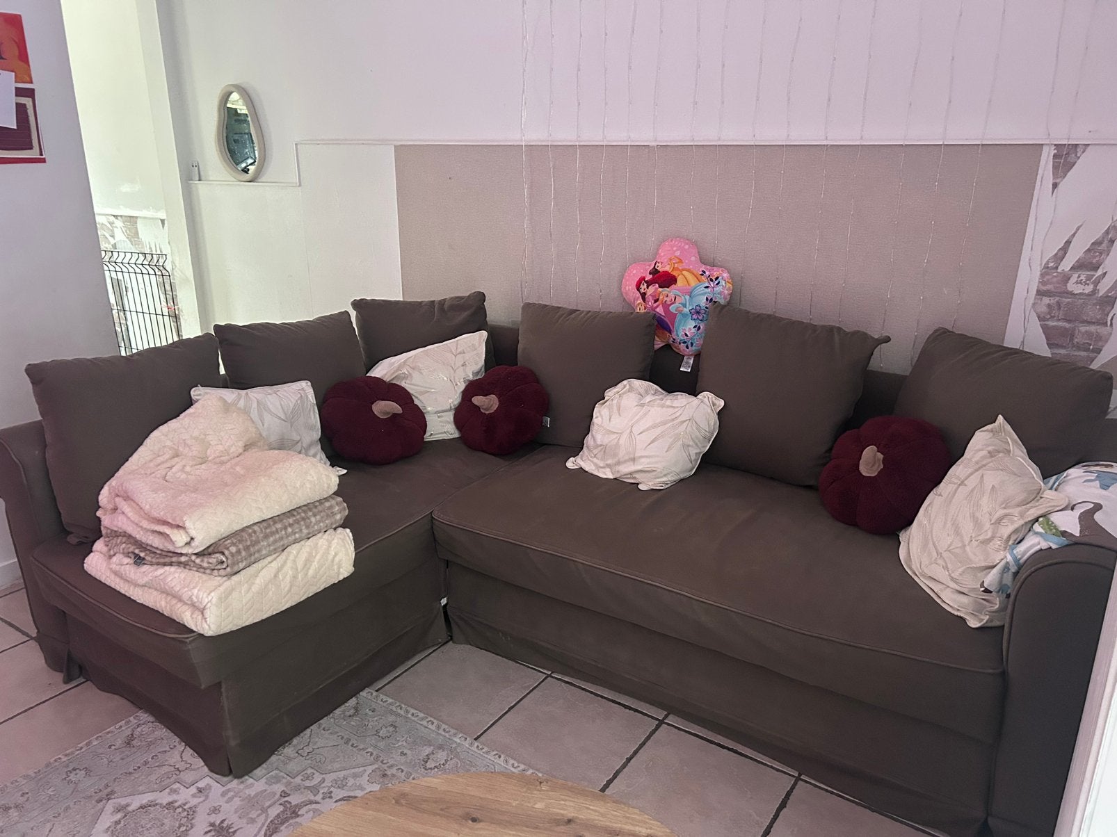 Hoekzetel /bed te koop! Incl. kussens, Ophalen