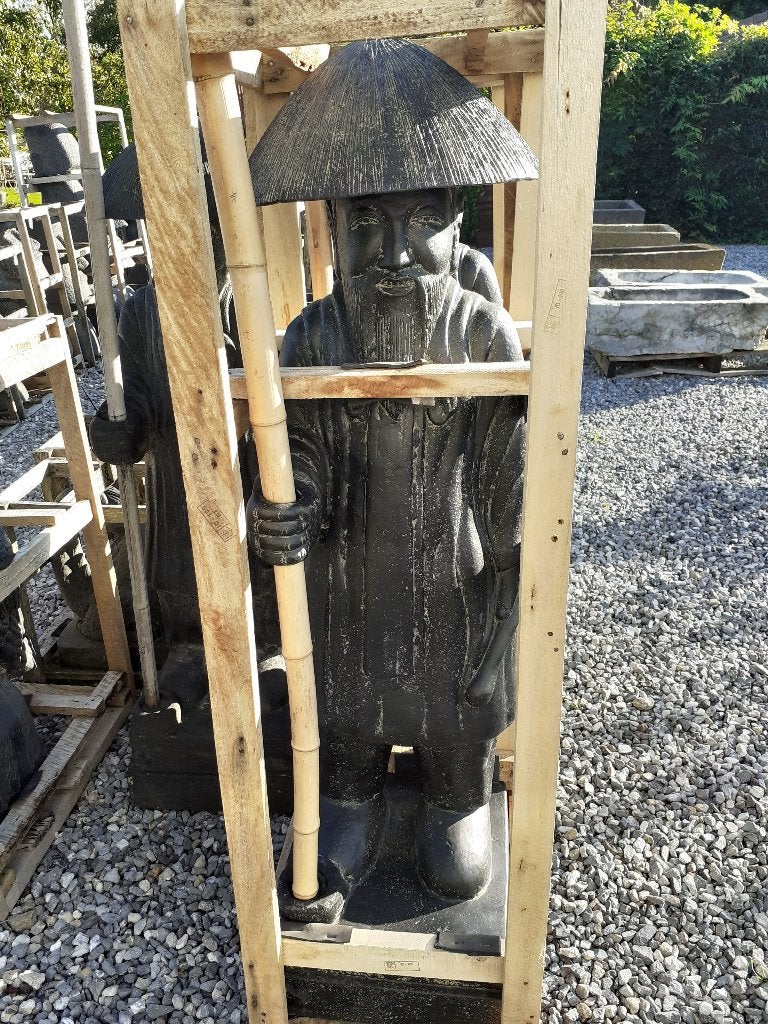 PAYSAN CHINOIS EN PIERRE PATINEE, Enlèvement, Neuf, Pierre, Bouddha