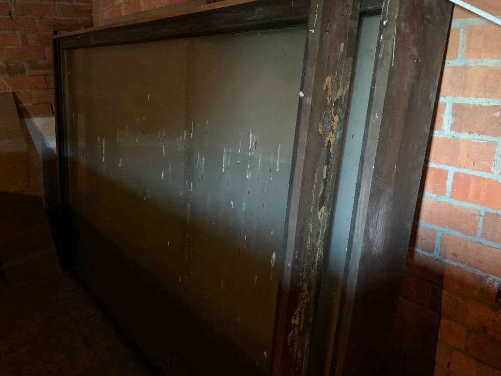 MERANTI raam met dubbel glas, Doe-het-zelf en Bouw, Ophalen, Gevelraam of Ruit, Gebruikt, 160 cm of meer
