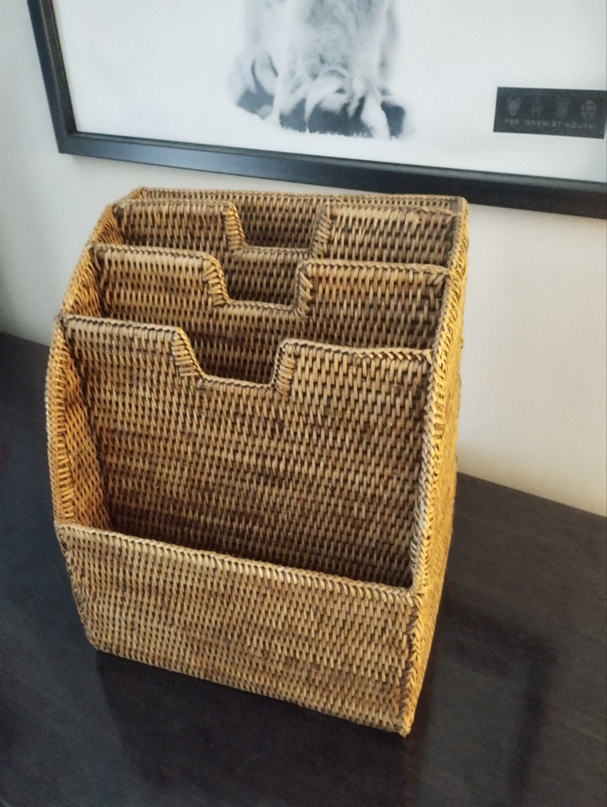 Vintage jaren 60 rotan organizer....in goede staat..., Ophalen