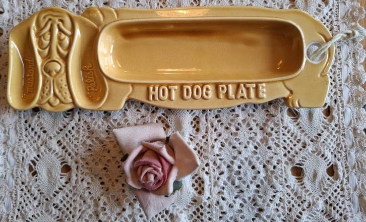 Vintage Hot Dog plate / Hot Dog bordje hond, Enlèvement ou Envoi