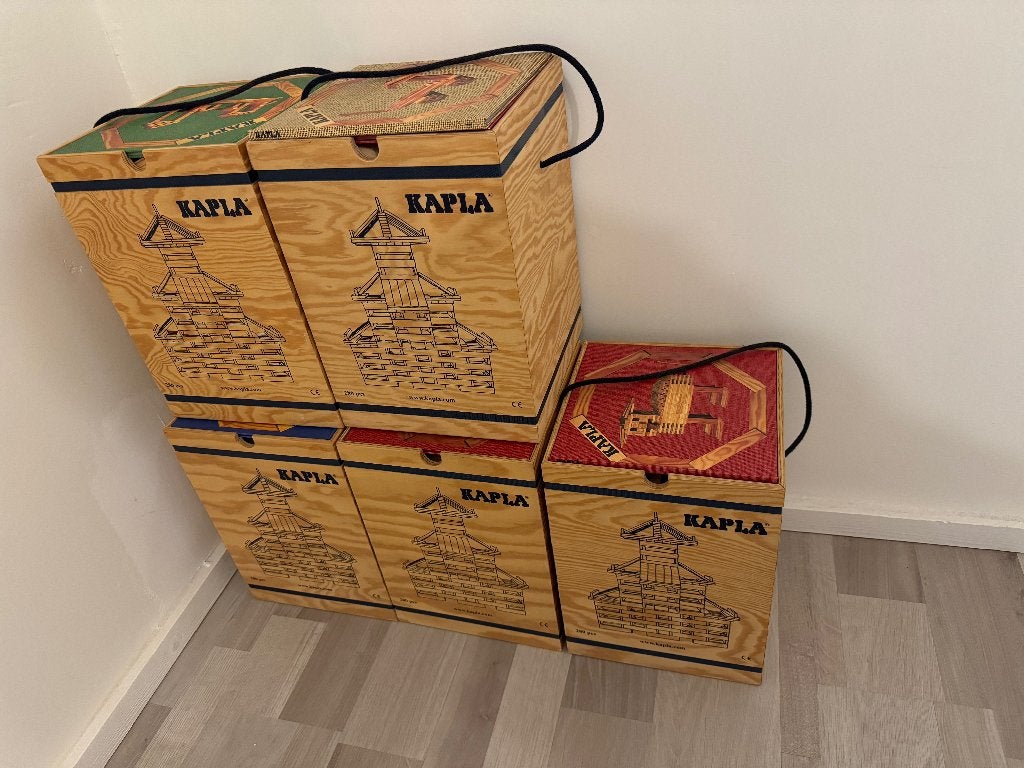 5 stuks Kapla blokken 280 stuks in houten kist + boekjes, Enlèvement, Comme neuf, Autres marques