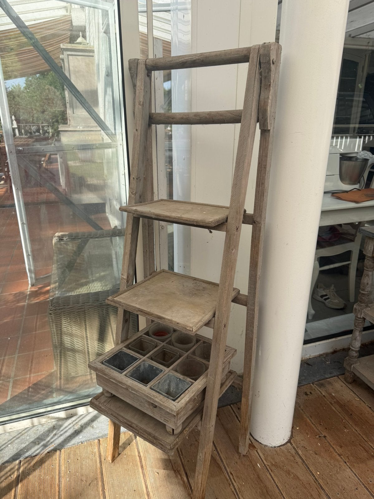 Houten rekje hoogte 136 x 50 x diepte 43 cm, Tuin en Terras, Ophalen, Gebruikt, Hout