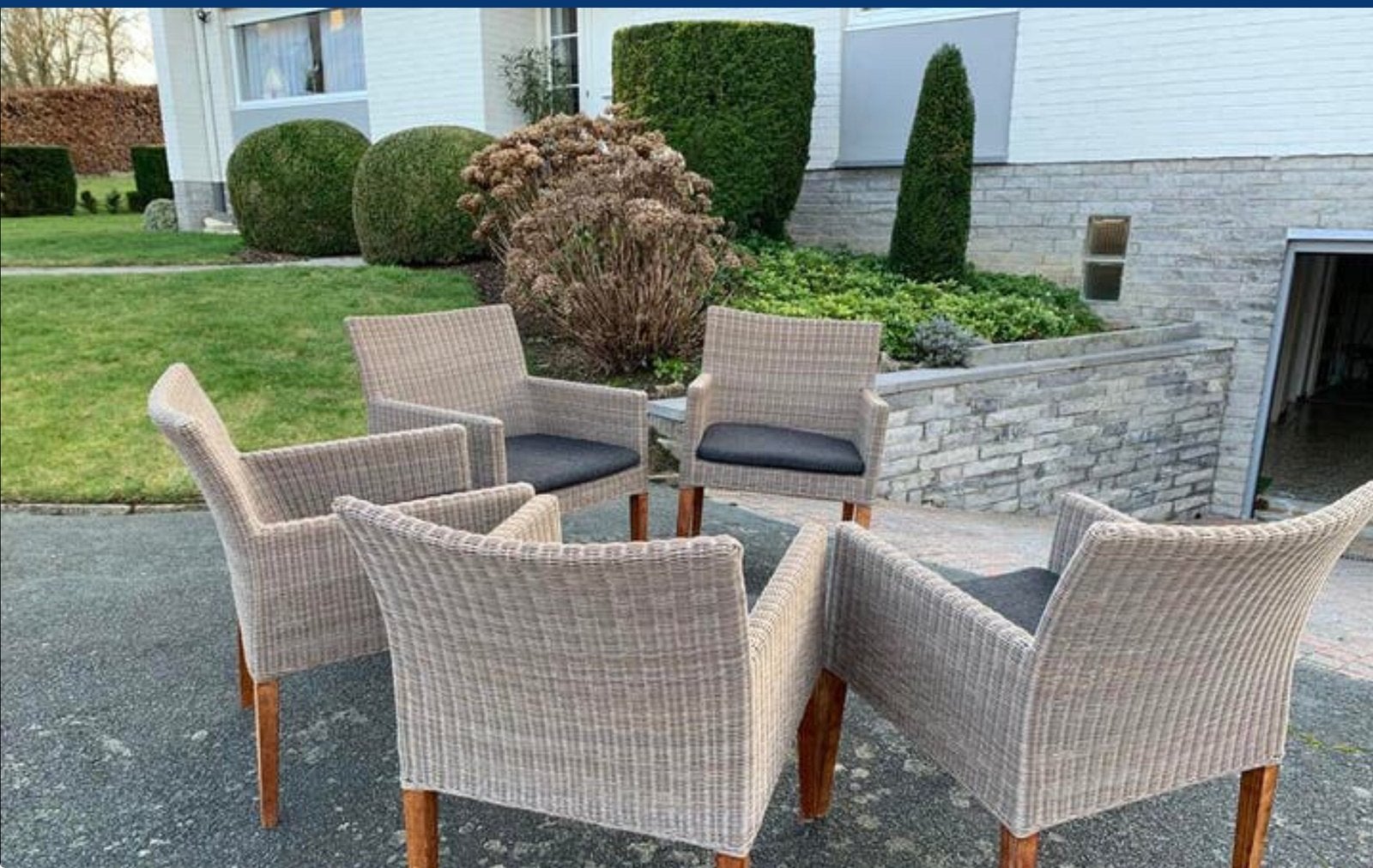 5 super luxe wickerstoelen, Ophalen, Zo goed als nieuw, Aluminium