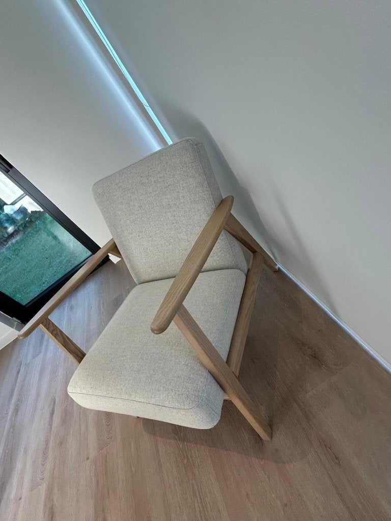 Ikea EKENÄSET fauteuil, eiken/GUNNARED beige, Ophalen, Hout, Eenpersoons, 75 tot 100 cm
