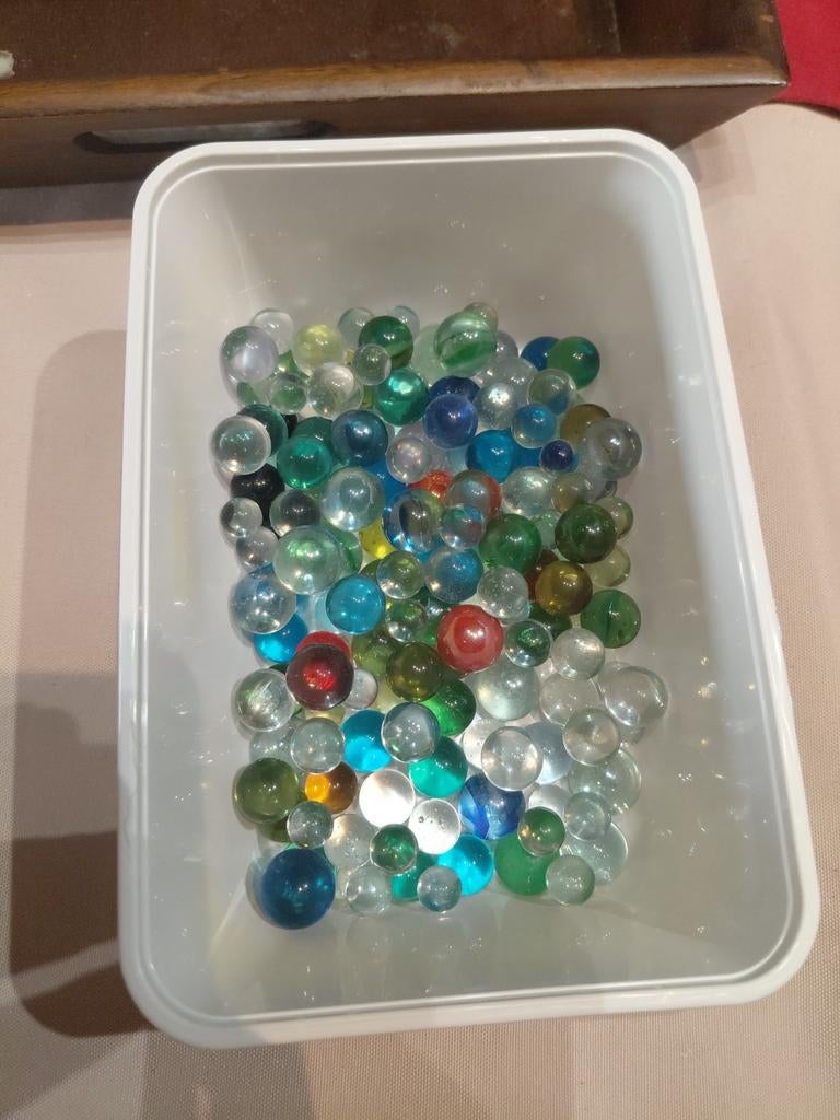 Lot transparante knikkers – groen/blauw mix, Ophalen of Verzenden