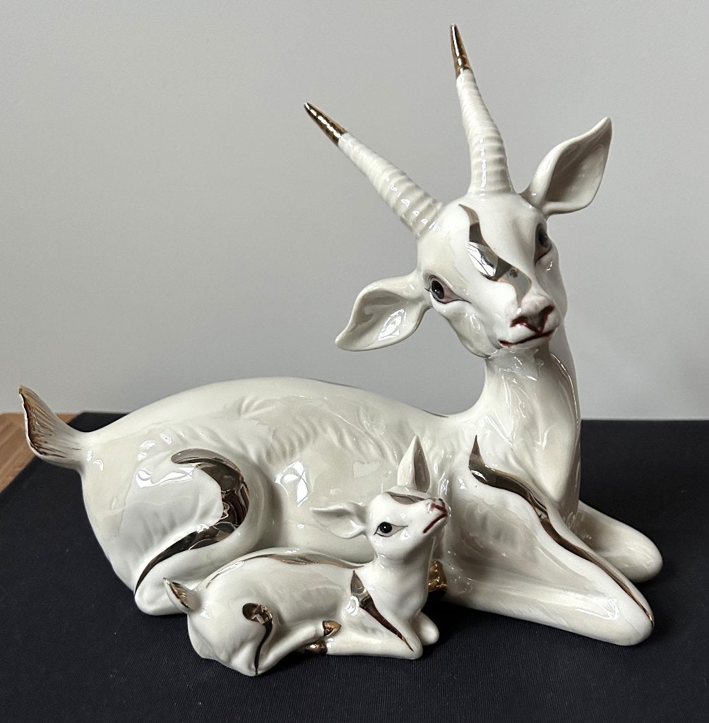 Figurine vintage : Cerf avec veau - 1970, Enlèvement ou Envoi