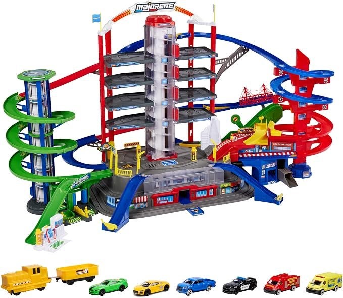 Majorette Super City Garage met voertuigen, Ophalen, Gebruikt, Elektrisch, Racebaan