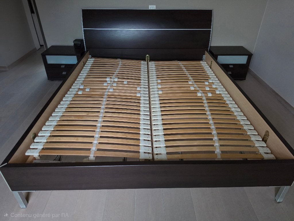 Lit 2 personnes + tables de nuit, Maison & Meubles, Chambre à coucher | Lits, Enlèvement, Utilisé, Deux personnes, 160 cm
