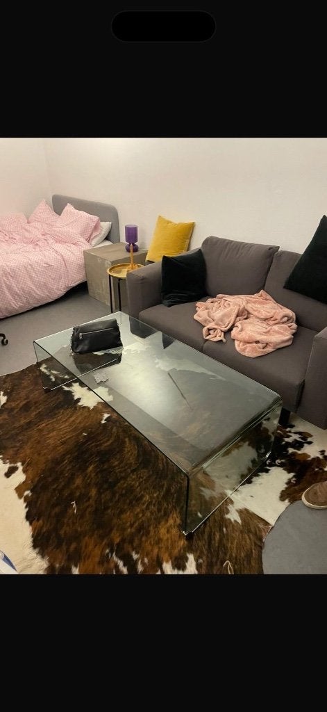 Salontafel in glas, Ophalen, Gebruikt, 100 tot 150 cm, Vintage