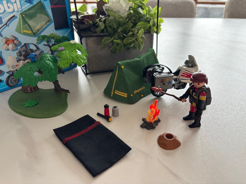 Playmobil 5438 Motard et tente de camping, Comme neuf, Véhicule, Country, Kit complet