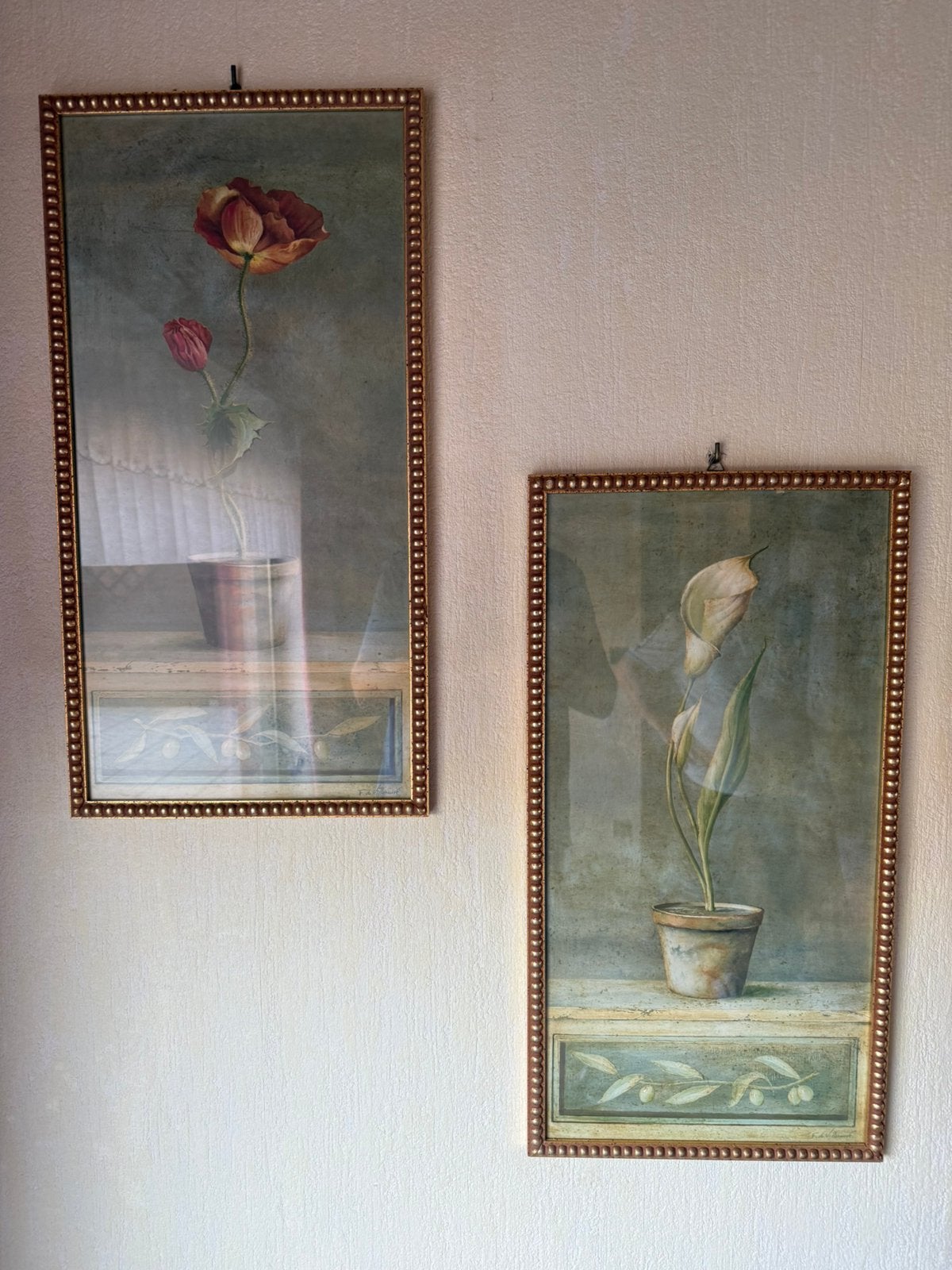 Te koop: 2 kaders met bloemen, Ophalen, Zo goed als nieuw