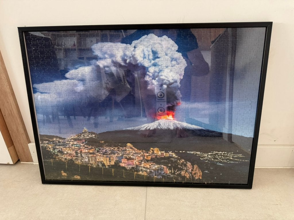 Puzzle encadré « Etna » 1000 pièces, Maison & Meubles, Enlèvement, Utilisé, 50 à 75 cm, Autres types