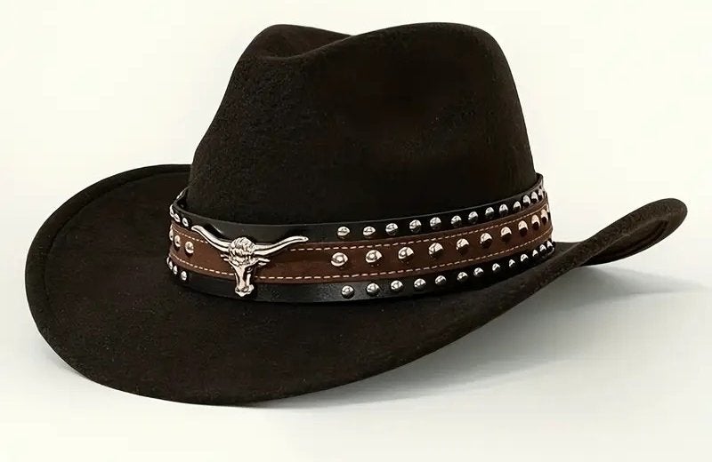 Cowboyhoed Metallic Dubbelgeknoopte Stierenkop Riem (Nieuw), Kleding | Heren, Ophalen of Verzenden, Nieuw, Hoed
