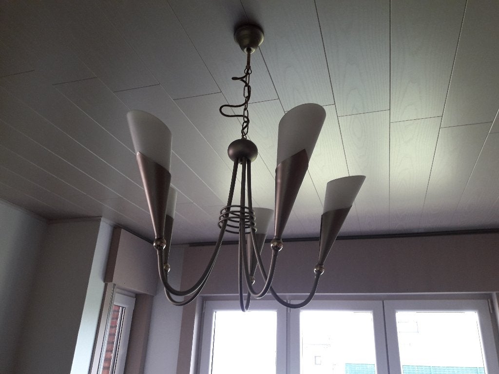 Écoutez le design intemporel, Maison & Meubles, Lampes | Plafonniers, Utilisé, Lustre, E14 (petit), Verre, Métal, Design, Enlèvement