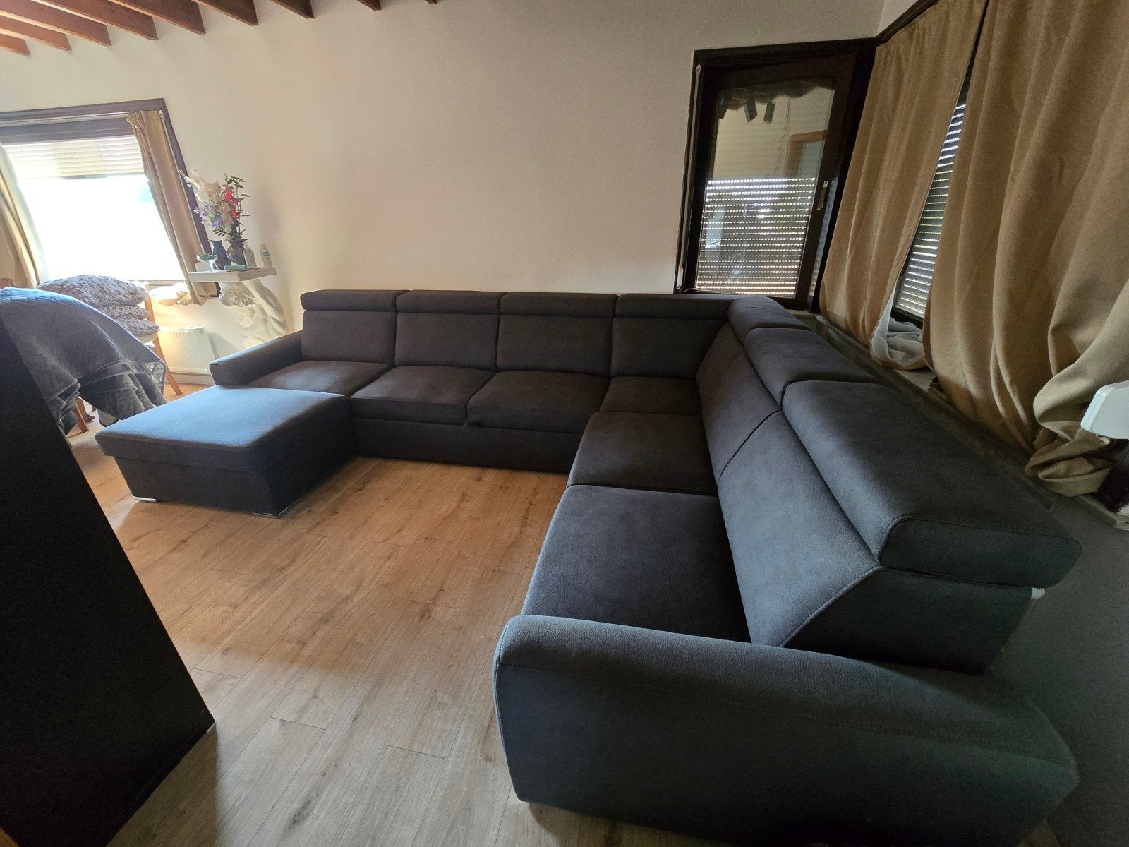 Hoeksalon, Ophalen of Verzenden, Gebruikt, Stof, Canapé d'angle convertible